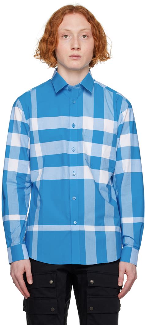 blue face burberry|blue burberry button up.